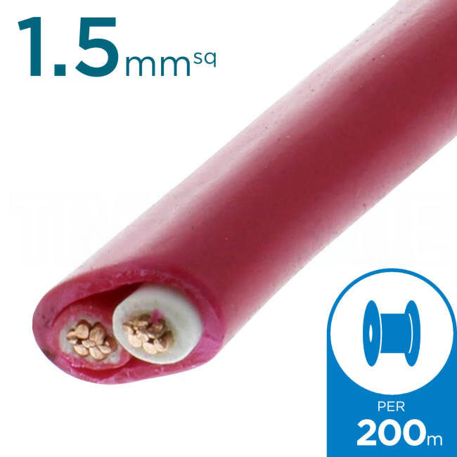 Fire Sense 1.5mm 2 Core Fire Control Twisted TPS Cable With Red Sheathing 200m Drum