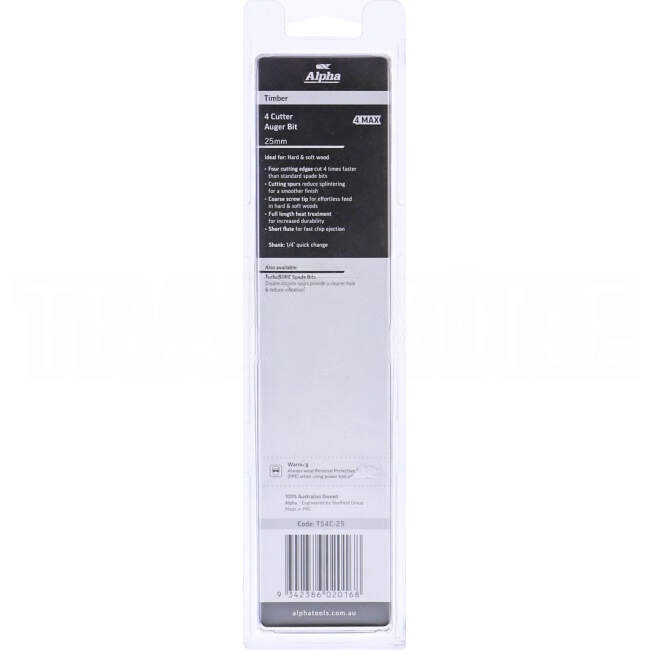 Sheffield 25mm 4 Cutter Auger Bit - 4 MAX