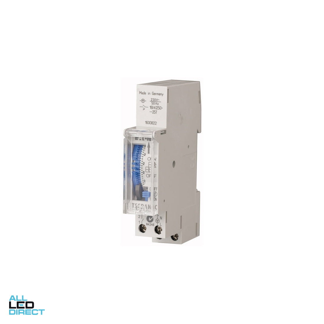 Eaton 16 Amp Analogue Time Switch Din Rail Mount 250 Volts AC Daily / 15 Min 1 x N/O With 3 Day Power Backup ALL LED Direct