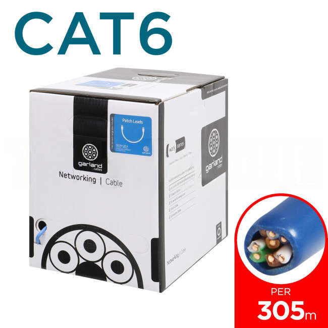 Garland CAT6 Cable 4 Pair U/UTP Solid Blue 305 Metre Dispenser Box