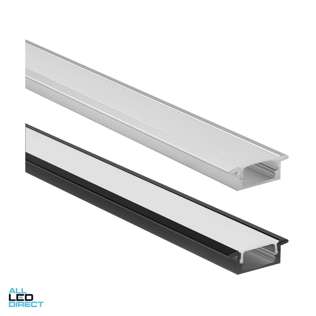 VIBE Flush Mounted Aluminium Profile With Opal Matt Diffuser 1 Metre ALL LED Direct