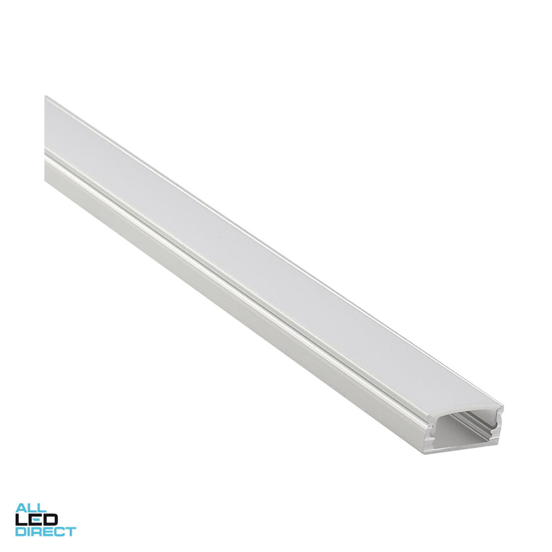 VIBE Surface Mounted 17 mm x 8 mm Aluminium Profile With Opal Matt Diffuser 1 Metre ALL LED Direct