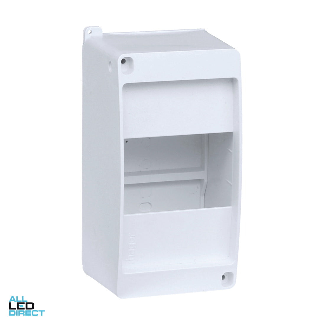 Hager 1 Row of 4 Pole Surface Mounted Enclosure Including Din Rail ALL LED Direct