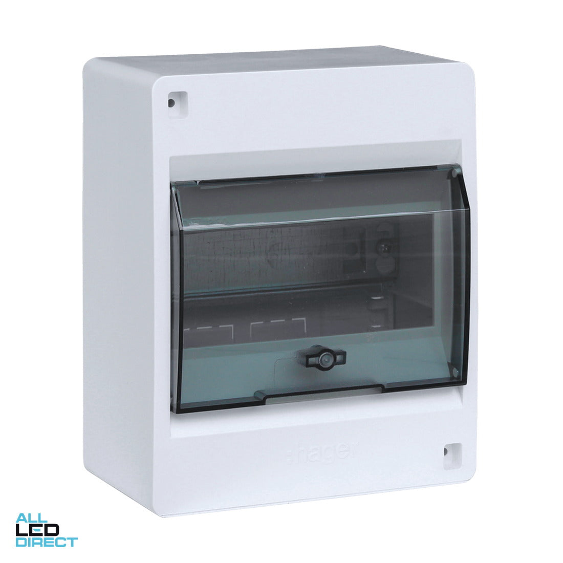 Hager 6 Pole Surface Mounted Switchboard Transparent Door ALL LED Direct
