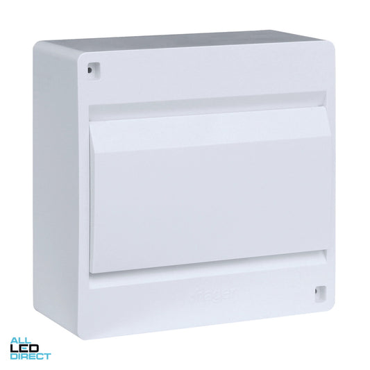 Hager 8 Pole Surface Mounted Switchboard Plain Door ALL LED Direct