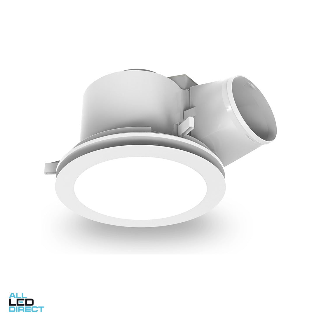 Atom 25 Watt 295mm VENTURA DC High Velocity Ducted Exhaust Fan With Round Fascia & 12W TRI Colour LED Light White