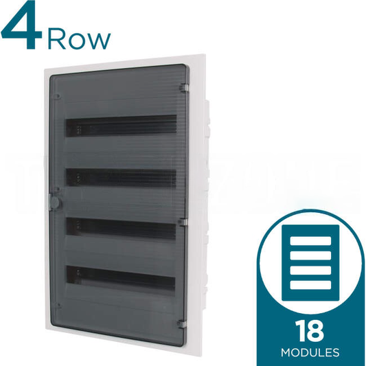 Hager 72 Pole (4 Rows Of 18 Pole) Plastic Flush Mount Switchboard Transparent Door