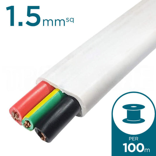 Apec 1.5mm 2 Core & Earth Flat Cable 100 Metre Drum