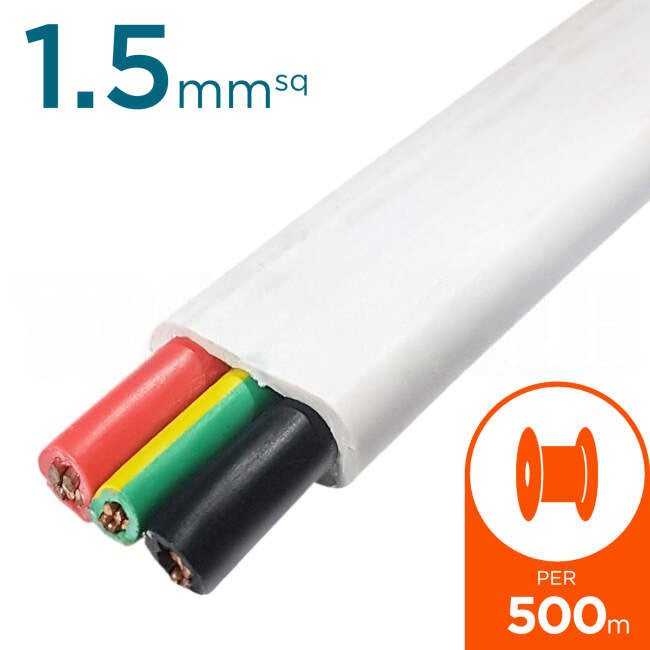 Apec 1.5mm 2 Core & Earth Flat Cable 500 Metre Drum