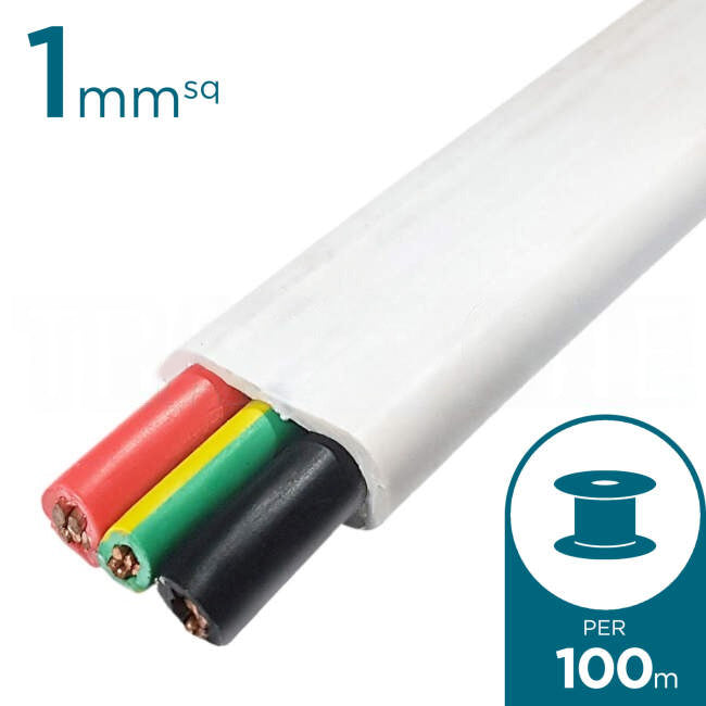 Apec 1mm 2 Core & Earth Flat Cable 100 Metre Drum