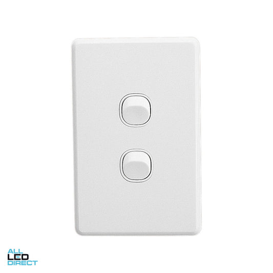 Clipsal 10 Amp 2 Gang C2000 Vertical Internal Rocker Switch White 15 PIECE VALUE PACK ALL LED Direct