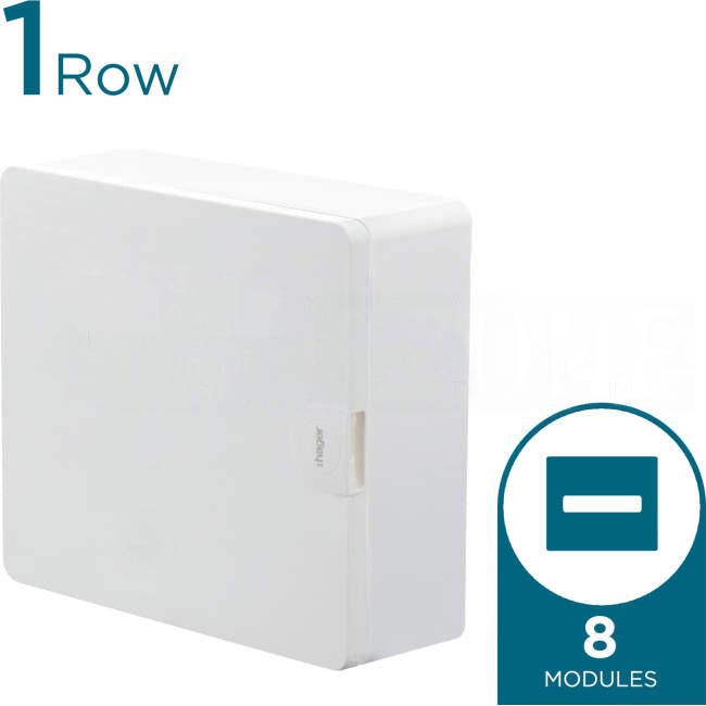 Hager 1 Row Of 8 Pole Plastic Surface Mount Switchboard Plain Door ...