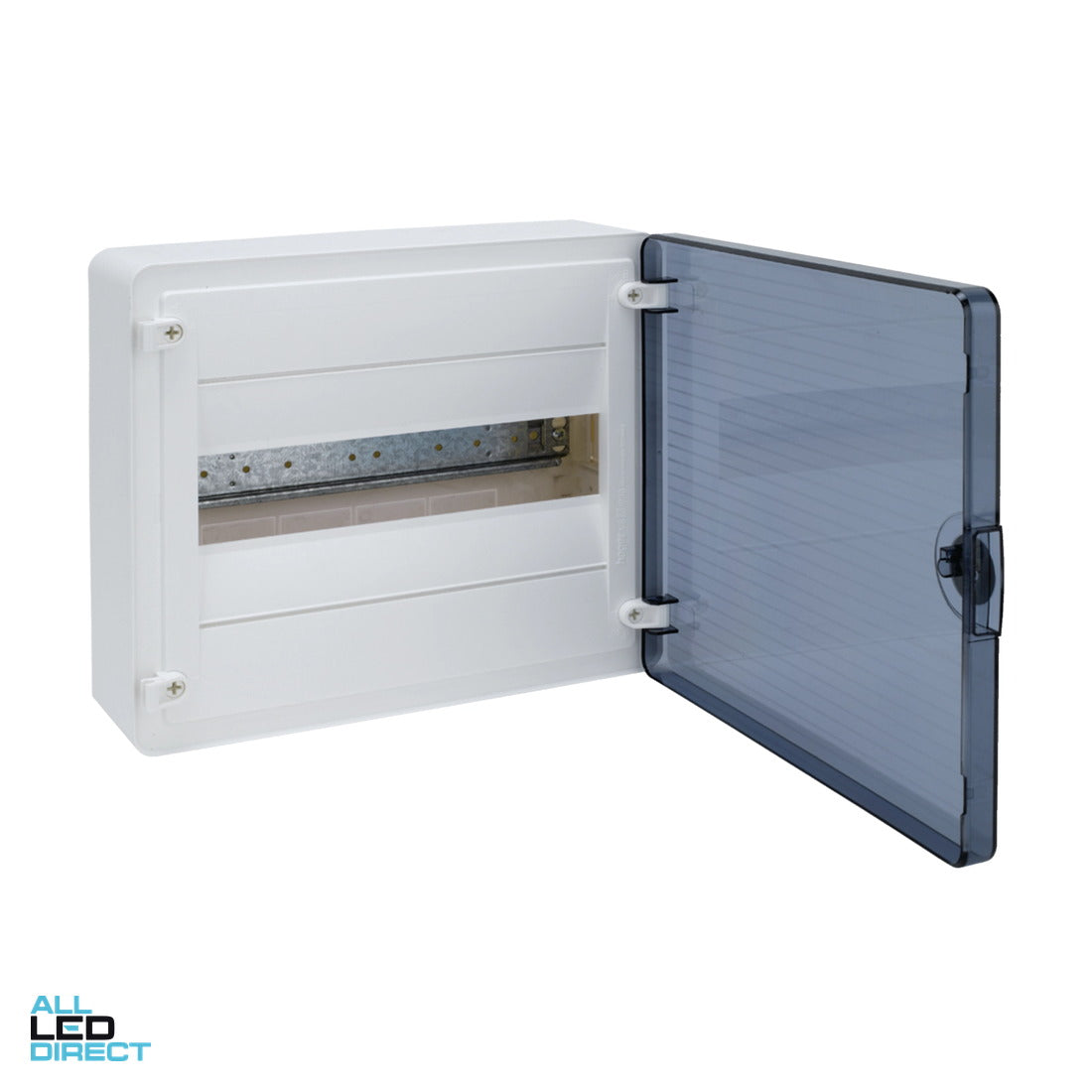 Hager 12 Pole Plastic Surface Mount Switchboard Transparent Door ALL LED Direct