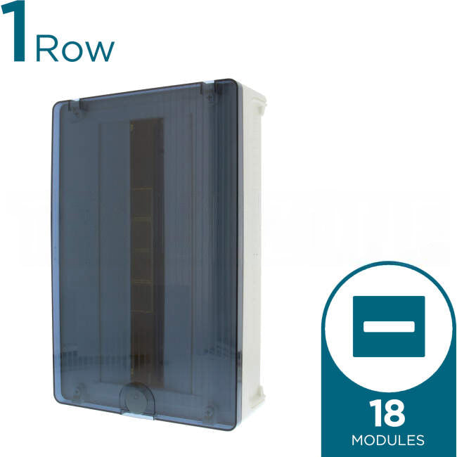 Hager 1 Row Of 18 Pole Plastic Surface Mount Switchboard Transparent Door