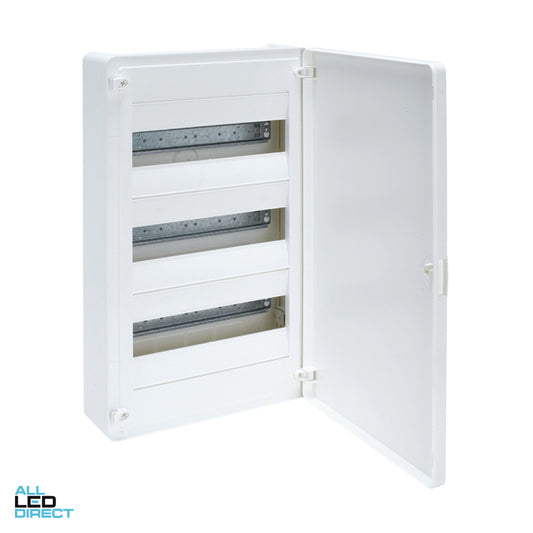 Hager 36 Pole Plastic Surface Mount Switchboard Plain Door ALL LED Direct