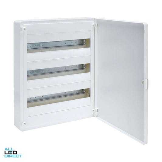 Hager 54 Pole Plastic Surface Mount Switchboard Plain Door ALL LED Direct