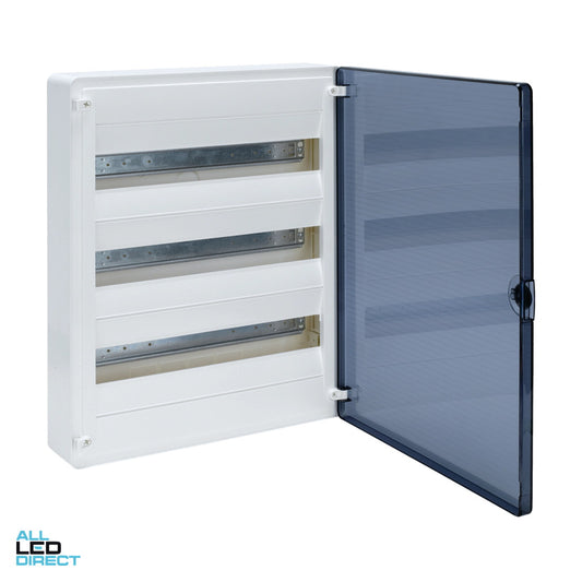 Hager 54 Pole Plastic Surface Mount Switchboard Transparent Door ALL LED Direct
