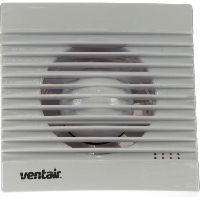 Ventair 158mm x 158mm SLIMLINE Flush Mounted Square Exhaust Fan White With Backactive Damper Suitable For 98mm Hole & 100mm Duct