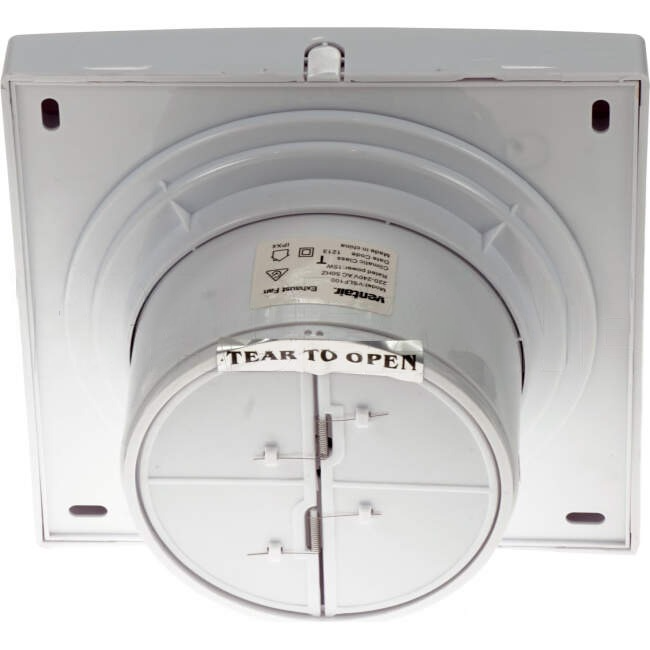 Ventair 158mm x 158mm SLIMLINE Flush Mounted Square Exhaust Fan White With Backactive Damper Suitable For 98mm Hole & 100mm Duct