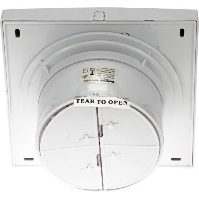 Ventair 180mm x 180mm SLIMLINE Flush Mounted Square Exhaust Fan White With Backactive Damper Suitable For 116mm Hole & 125mm Duct