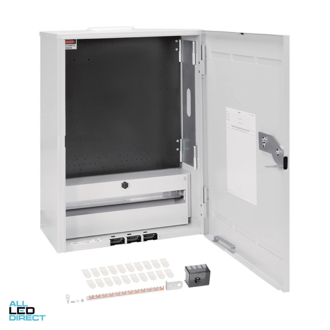 Hager Metering Enclosure Suitable For NSW IP23 24 Pole DIN Enclosure With Black Panel ALL LED Direct