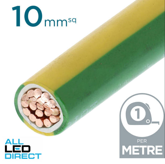 10mm Building Wire Cable Green & Yellow Per Metre