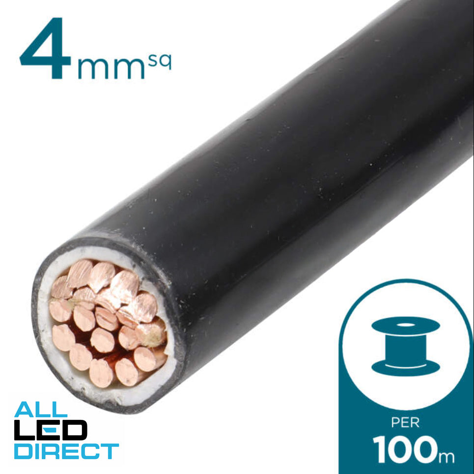 4mm Building Wire Cable Black 100 Metre Drum