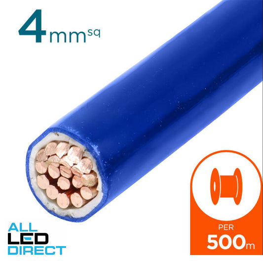 4mm Building Wire Cable Blue 500 Metre Drum