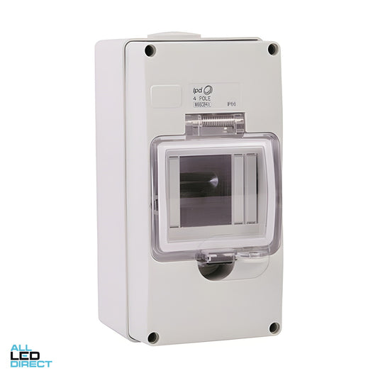 IPD 4 Pole Circuit Breaker Cover Low Profile Less Base With Clear Door IP66 Grey ALL LED Direct