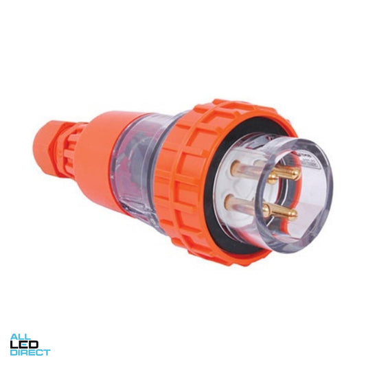 IPD 10 Amp 3 Phase 4 Round Pins IP66 Industrial Straight Plug Orange