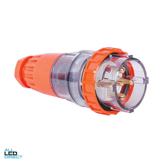 IPD 50 Amp 3 Phase 5 Round Pins IP66 Industrial Straight Plug Orange