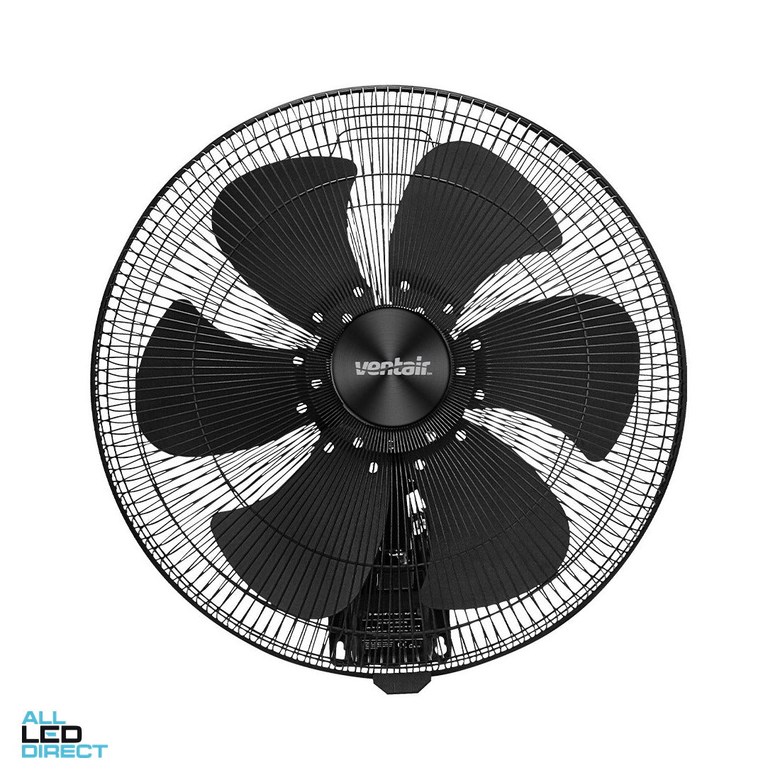 Ventair 45cm Oscillating DC Wall Fan With Aluminum Blades & Remote Control Matte Black ALL LED Direct
