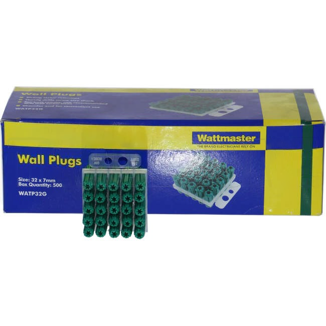 Wattmaster 7mm x 32mm Wall Plug Green Pack of 500