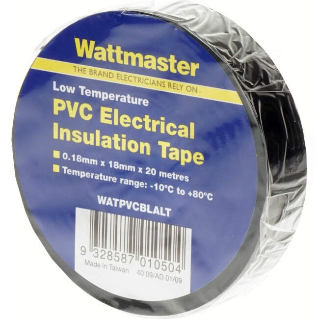 Wattmaster 18mm x 20 Metres Insulation Tape Black Single Roll