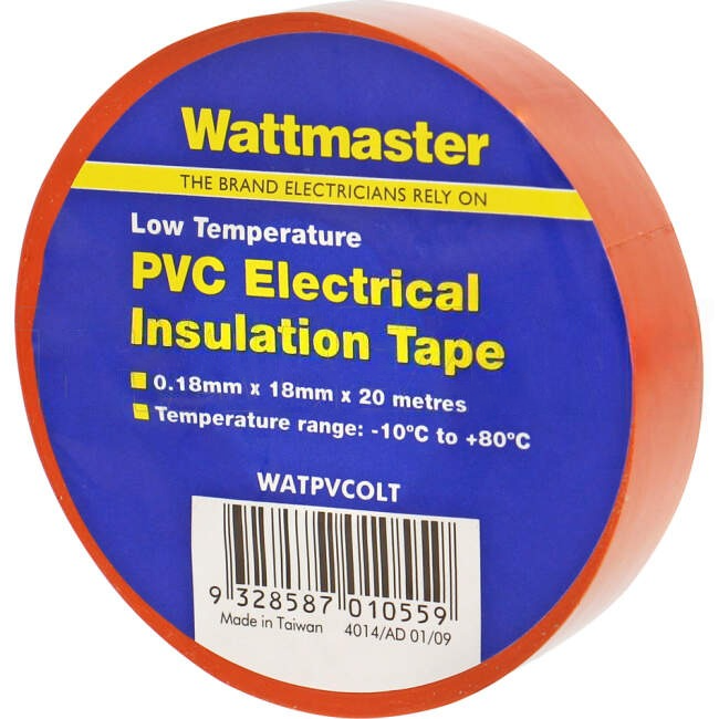 Wattmaster 18mm x 20 Metres Insulation Tape Orange Single Roll