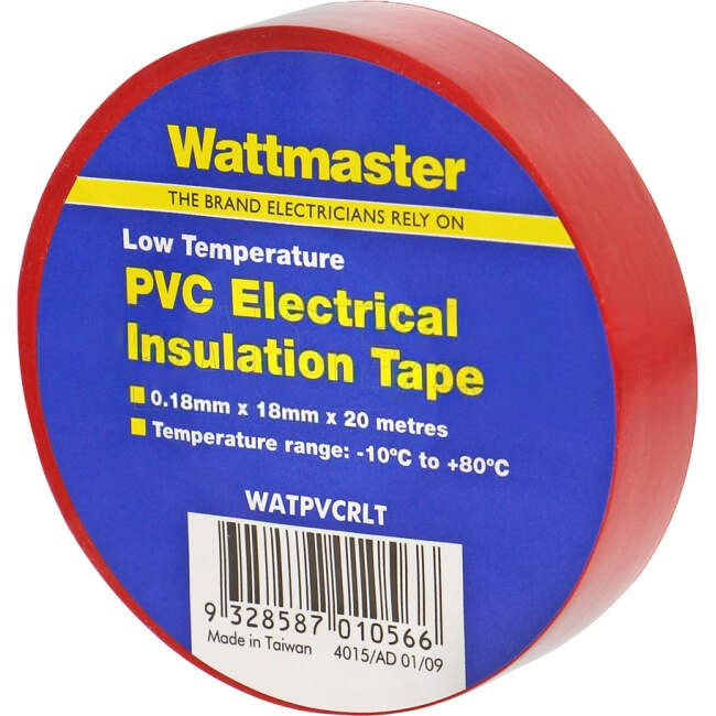 Wattmaster 18mm x 20 Metres Insulation Tape Red Single Roll