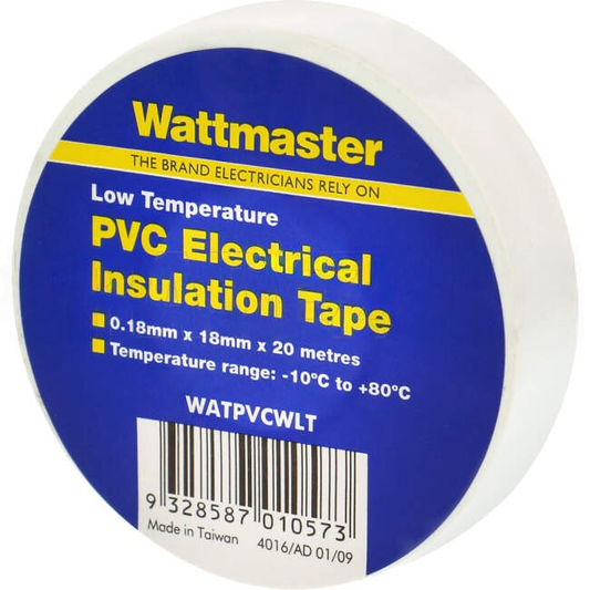 Wattmaster 18mm x 20 Metres Insulation Tape White Single Roll