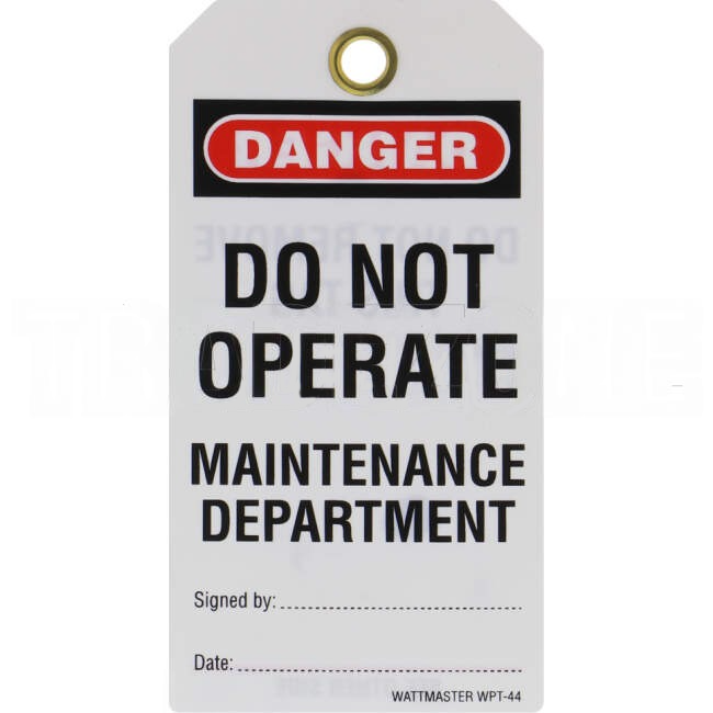 Wattmaster Do Not Operate Maintenance Department Tag With Pen Pack of 5