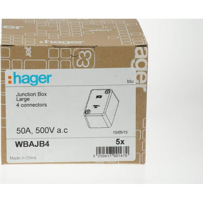 Hager 71mm x 100mm x 56mm 1 Way Shallow Rectangle Junction Box With 4 x Screw Connectors