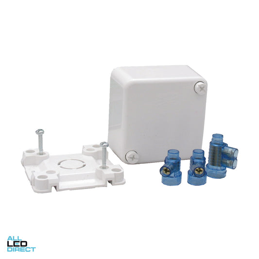 Hager 70mm x 70mm x 36mm 1 Way Shallow Square Junction Box With 3 x Screw Connectors ALL LED Direct