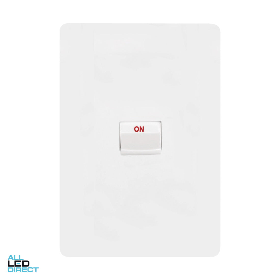 Hager 16 Amp 1 Gang ALLURE Vertical Internal Isolation Rocker Switch Engraved With COOKER Gloss White ALL LED Direct