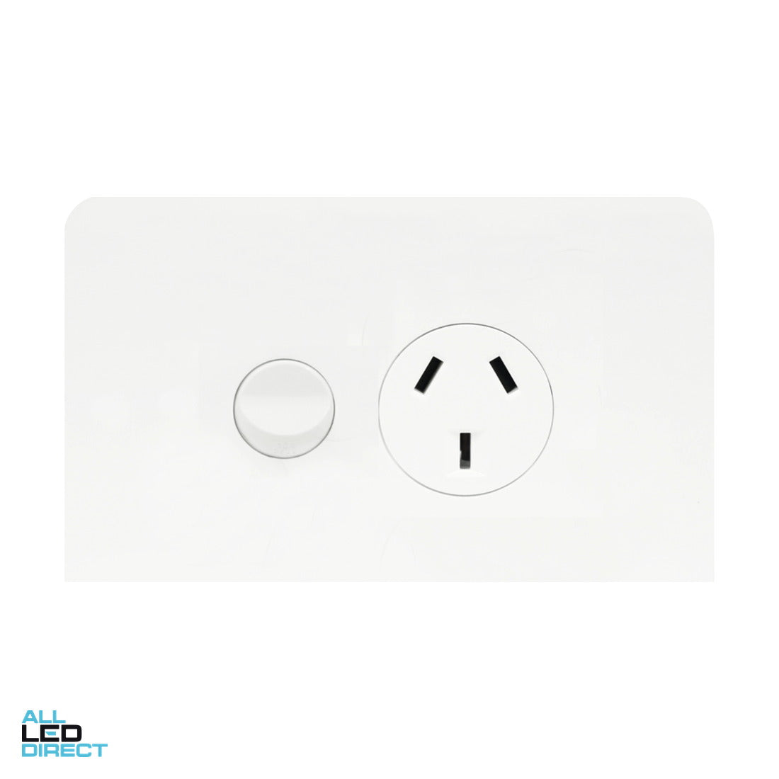 Hager 10 Amp ALLURE Single Internal Powerpoint With Shutter Gloss White ALL LED Direct