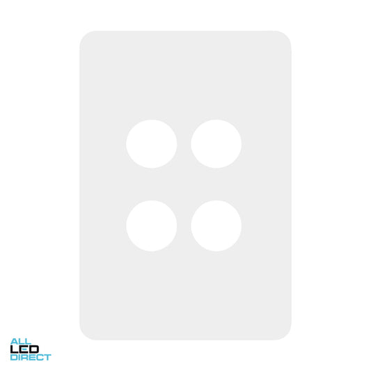 Hager 4 Gang ALLURE Internal Switch Cover Plate Gloss White ALL LED Direct