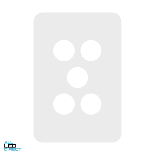 Hager 5 Gang ALLURE Internal Switch Cover Plate Gloss White ALL LED Direct