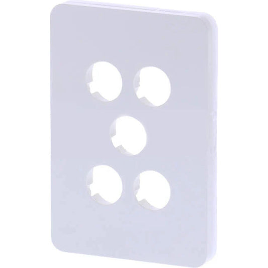 Hager 5 Gang ALLURE Internal Switch Cover Plate Gloss White