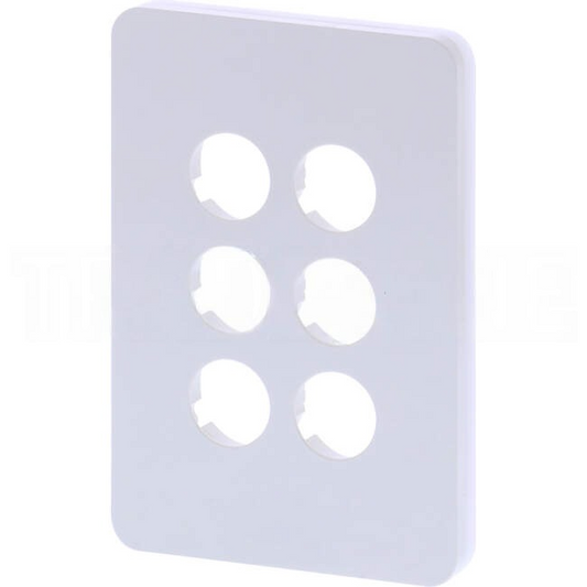 Hager 6 Gang ALLURE Internal Switch Cover Plate Gloss White