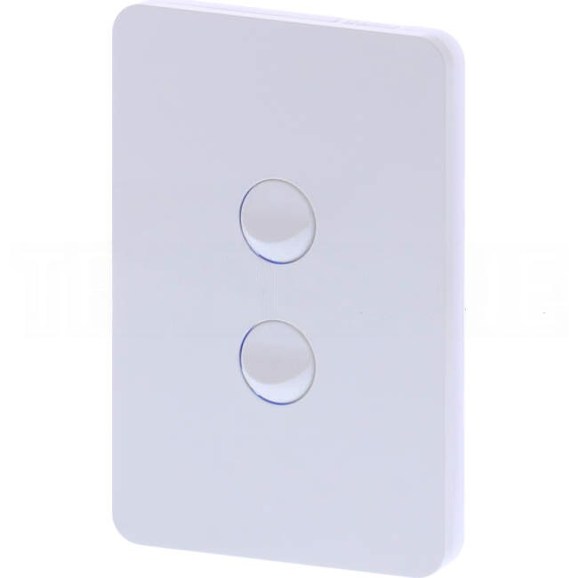 Hager 16 Amp 2 Gang ALLURE Vertical Internal Rocker Switch Gloss White