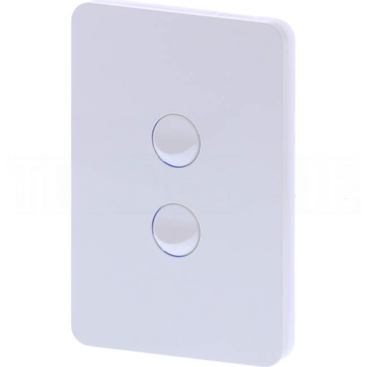 Hager 16 Amp 2 Gang ALLURE Vertical Internal Rocker Switch Gloss White