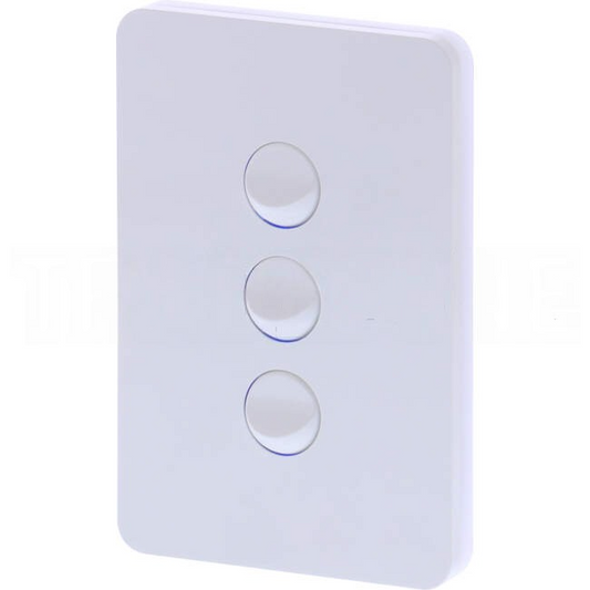 Hager 16 Amp 3 Gang ALLURE Vertical Internal Rocker Switch Gloss White