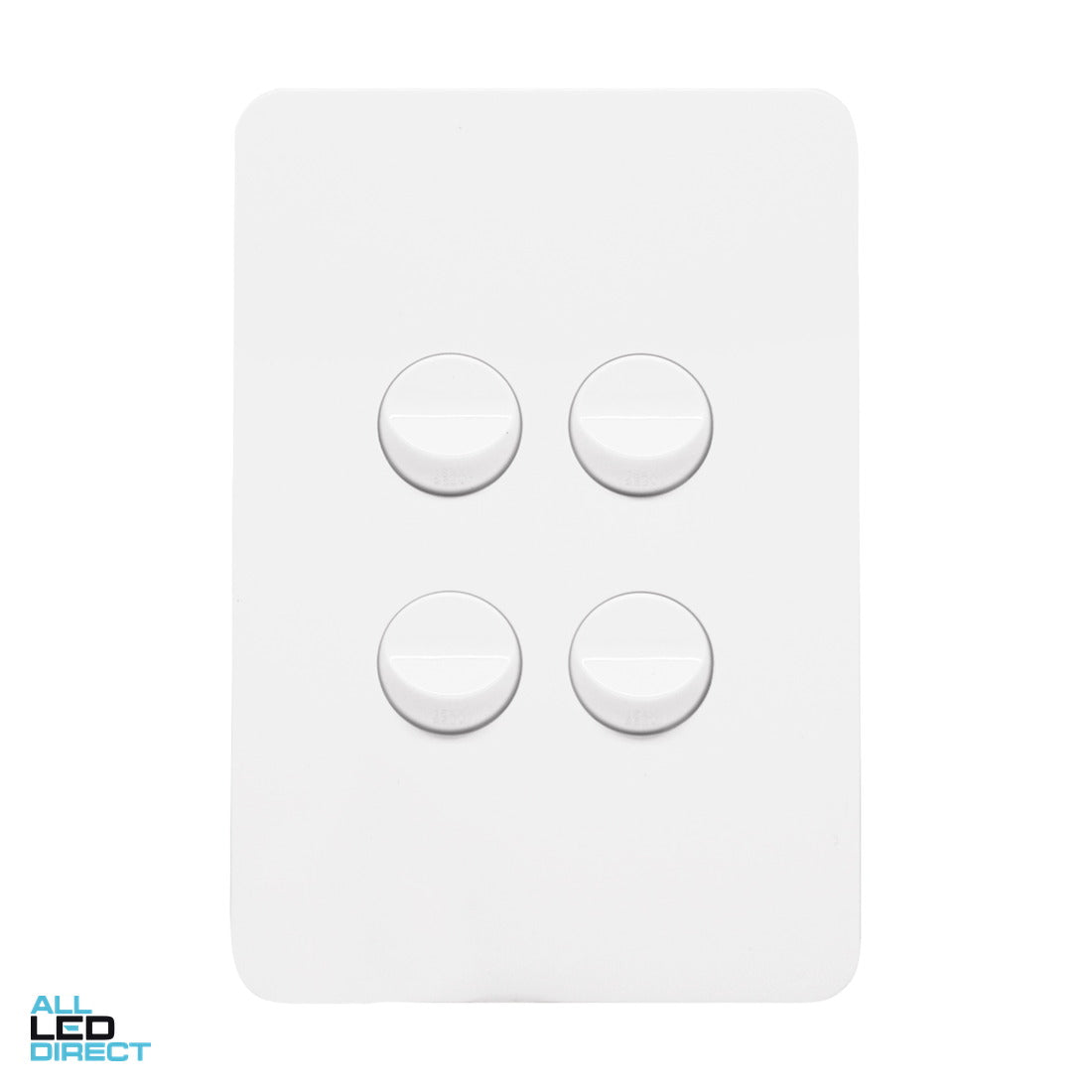 Hager 16 Amp 4 Gang ALLURE Vertical Internal Rocker Switch Gloss White ALL LED Direct